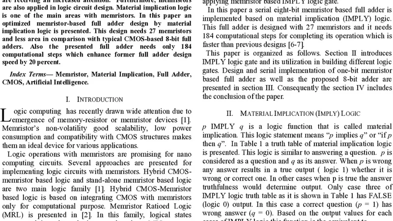 메모리스트 기반 전가산기 최적 설계