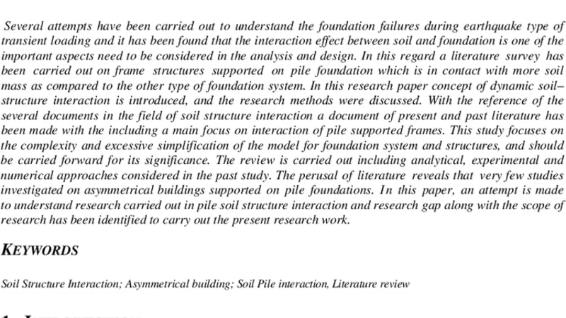 DSSI for pile supported asymmetrical buildings : a review