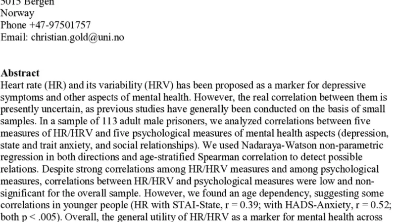 Heart rate and its variability as an indicator of mental health in male   prisoners