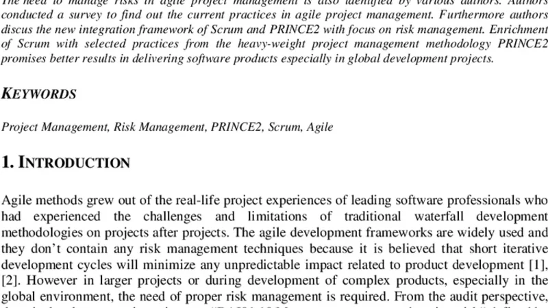 PRINCE2와 Scrum 기반 프로젝트 위험 관리 모델