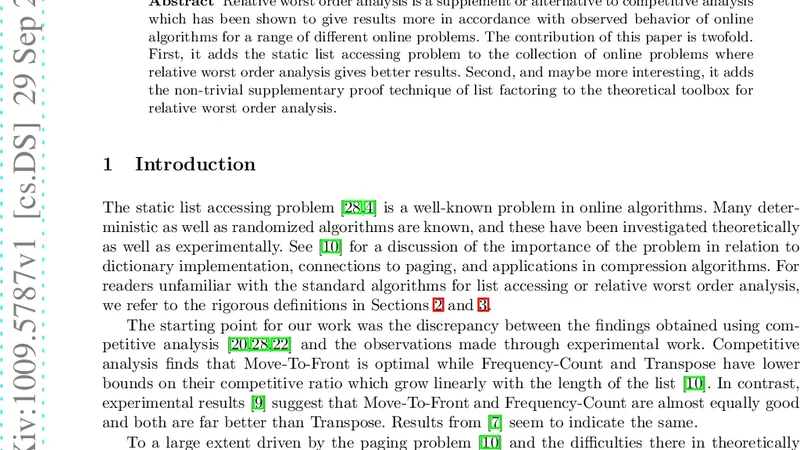 List Factoring and Relative Worst Order Analysis