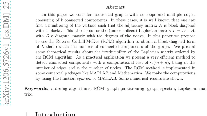L-RCM: a method to detect connected components in undirected graphs by   using the Laplacian matrix and the RCM algorithm