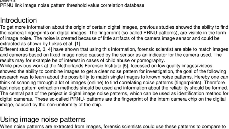 Camera identification by grouping images from database, based on shared   noise patterns