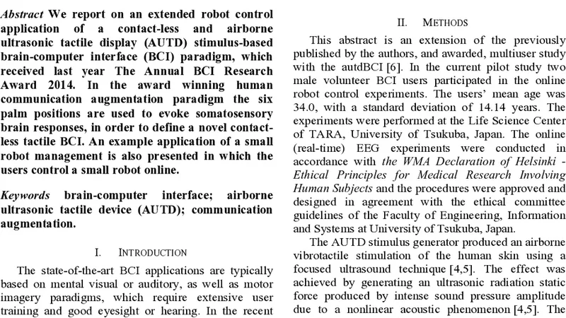 Airborne Ultrasonic Tactile Display Brain-computer Interface -- A Small   Robotic Arm Online Control Study