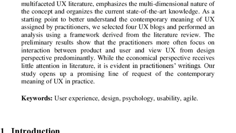 The Contemporary Understanding of User Experience in Practice