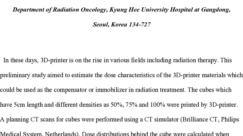 3D 프린팅 재료의 방사선량 특성 예비 연구