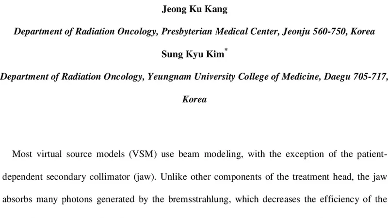 Varian Clinac iX 6 MV 광자 빔의 가상 턱을 이용한 모델링