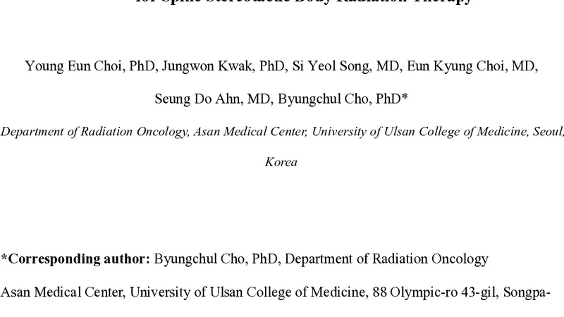 Direct Plan Comparison of RapidArc and CyberKnife for Spine Stereotactic   Body Radiation Therapy