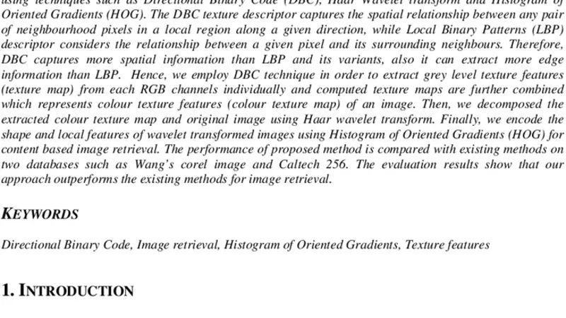 Low-Level Features for Image Retrieval Based on Extraction of   Directional Binary Patterns and Its Oriented Gradients Histogram
