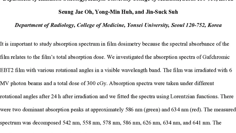 Gafchromic EBT2 필름 회전각에 따른 흡수 스펙트럼 특성