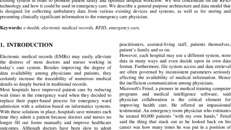 An RFID-based Clinical Information System for Identification and   Monitoring of Patients