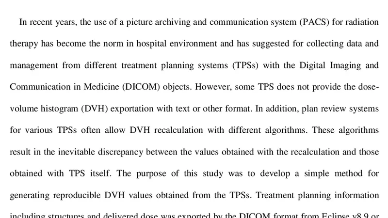 다양한 TPS에서 DICOM 기반 DVH를 간단히 재생성하는 방법 연구