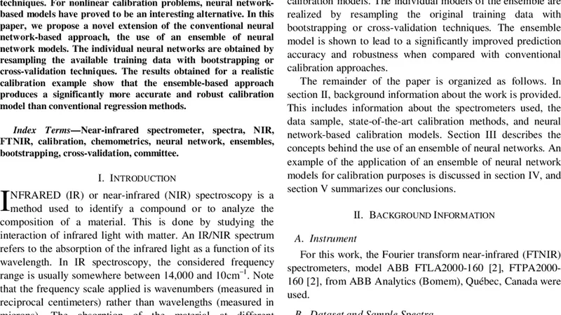 Improved Calibration of Near-Infrared Spectra by Using Ensembles of   Neural Network Models