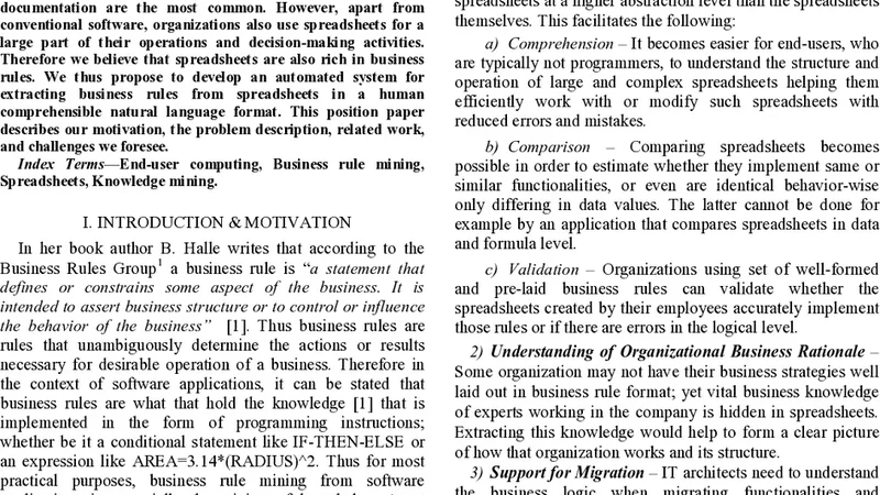 Business Rule Mining from Spreadsheets