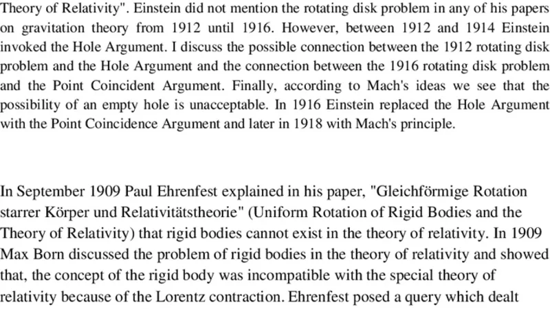 아인슈타인의 회전 원판과 구멍 논증