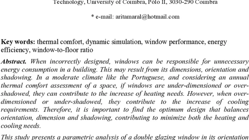 A parametric study on window-to-floor ratio of double window glazing and   its shadowing using dynamic simulation