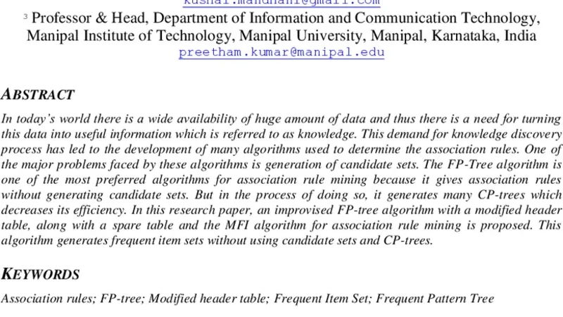 An Improvised Frequent Pattern Tree Based Association Rule Mining   Technique with Mining Frequent Item Sets Algorithm and a Modified Header   Table