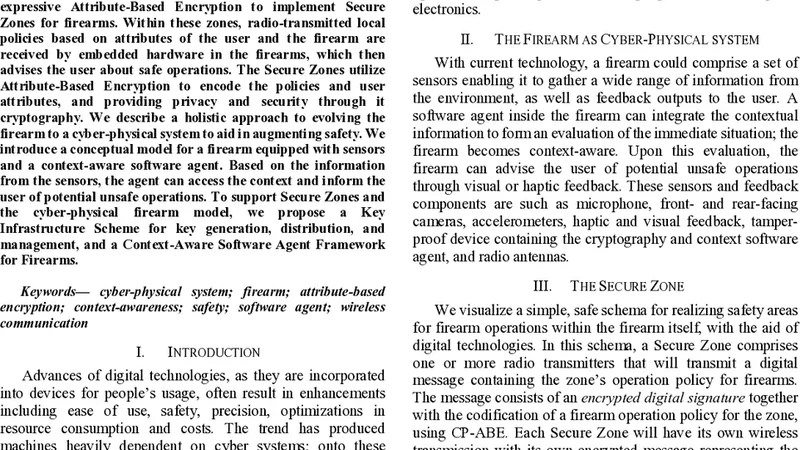 Secure Zones: An Attribute-Based Encryption advisory system for safe   firearms