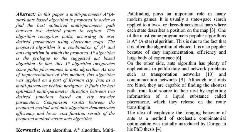 Combined A*-Ants Algorithm: A New Multi-Parameter Vehicle Navigation   Scheme