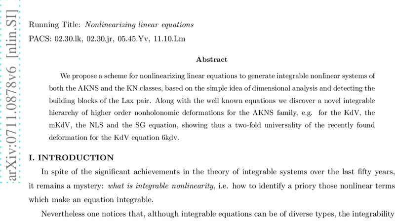 Nonlinearizing linear equations to integrable systems including new   hierarchies with nonholonomic deformations