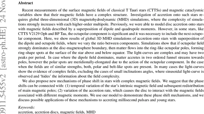 Accretion onto Stars with Octupole Magnetic Fields: Matter Flow, Hot   Spots and Phase Shifts