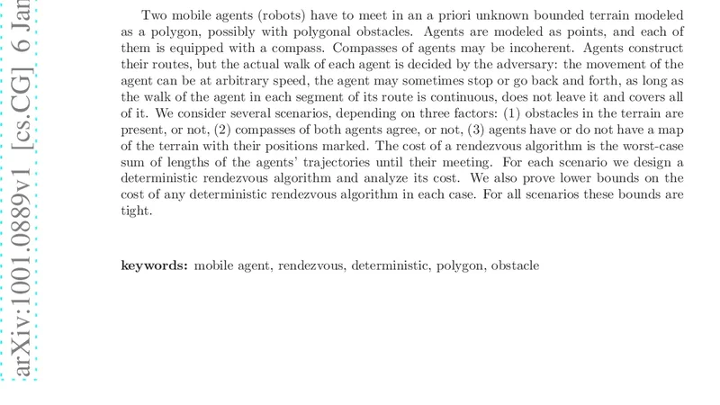 비동기 결정적 만남 문제와 제한된 지형 탐색