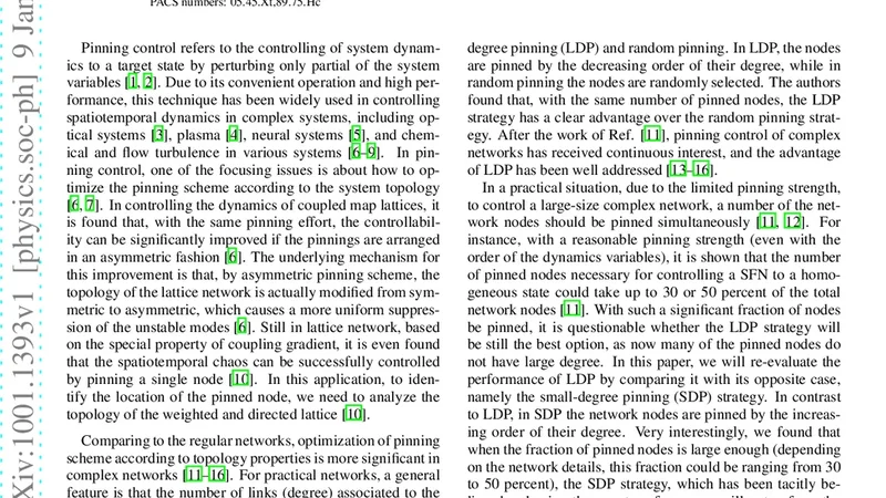 복잡 네트워크 핀닝 전략: 대규모 차수보다 소규모 차수 노드가 더 효과적일 때
