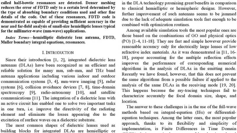 Assessment of FDTD accuracy in the compact hemielliptic dielectric lens   antenna analysis