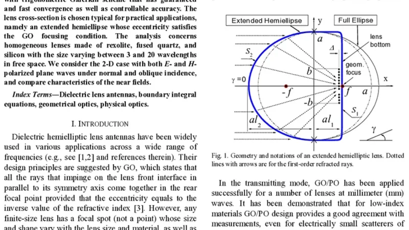 Small hemielliptic dielectric lens antenna analysis in 2-D: boundary   integral equations versus geometrical and physical optics
