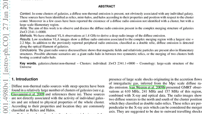 The diffuse radio filament in the merging system ZwCl 2341.1+0000