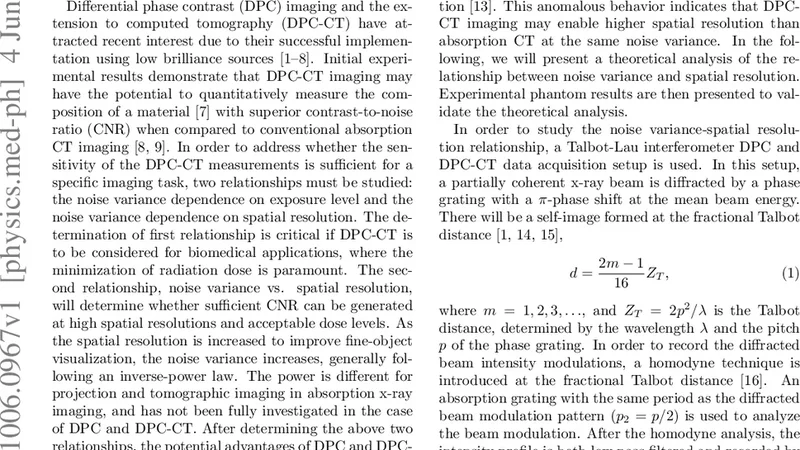 미분 위상대조 CT의 잡음 분산과 해상도 비정상 스케일링 법칙