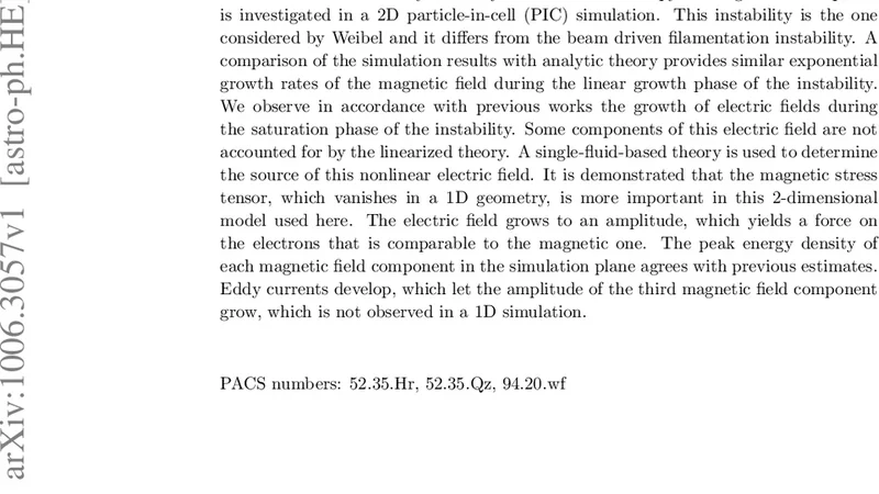 온도 이방성 위벨 불안정의 2D PIC 탐구