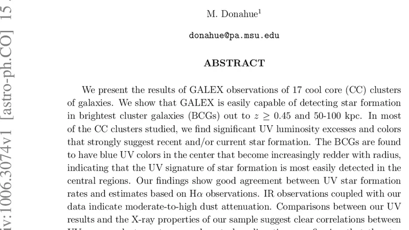 GALEX로 밝은 은하단 중심 은하의 별 형성 탐지
