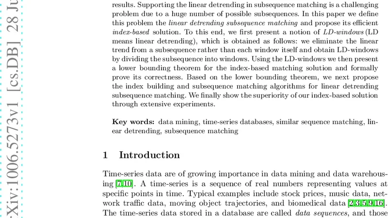 시계열 선형 추세 제거 서브시퀀스 매칭