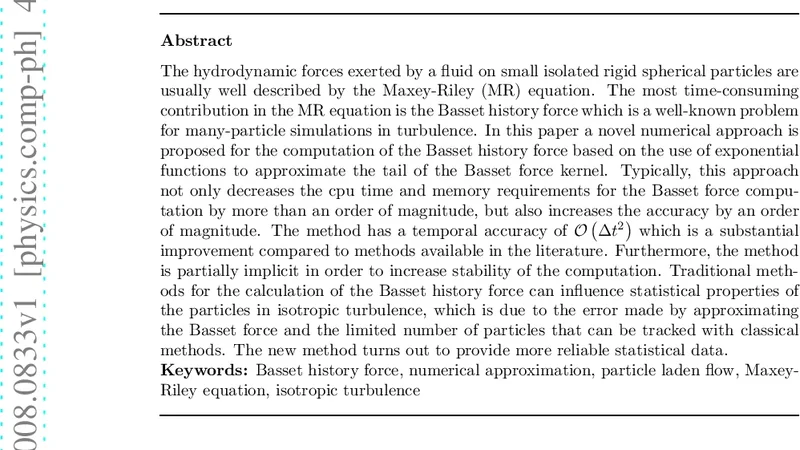 An efficient, second order method for the approximation of the Basset   history force
