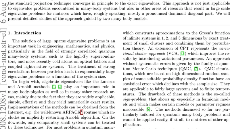 A numerical projection technique for large-scale eigenvalue problems