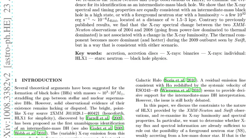 HLX1의 X선 연구 중간질량 블랙홀과 근접 중성자별의 가능성 비교