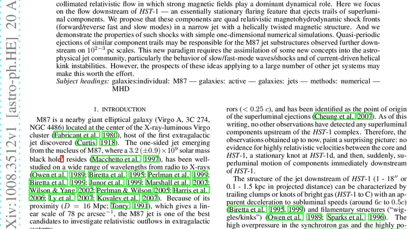 A Magnetohydrodynamic Model of the M87 Jet I: Superluminal Knot   Ejections from HST-1 as Trails of Quad Relativistic MHD Shocks