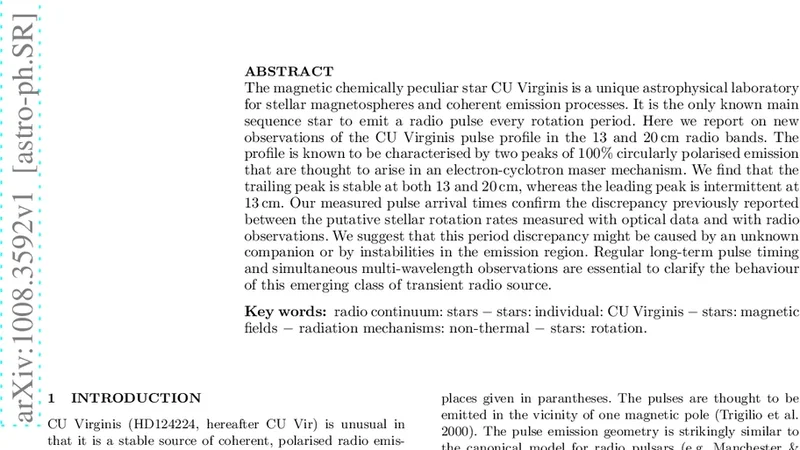 Observations of radio pulses from CU Virginis