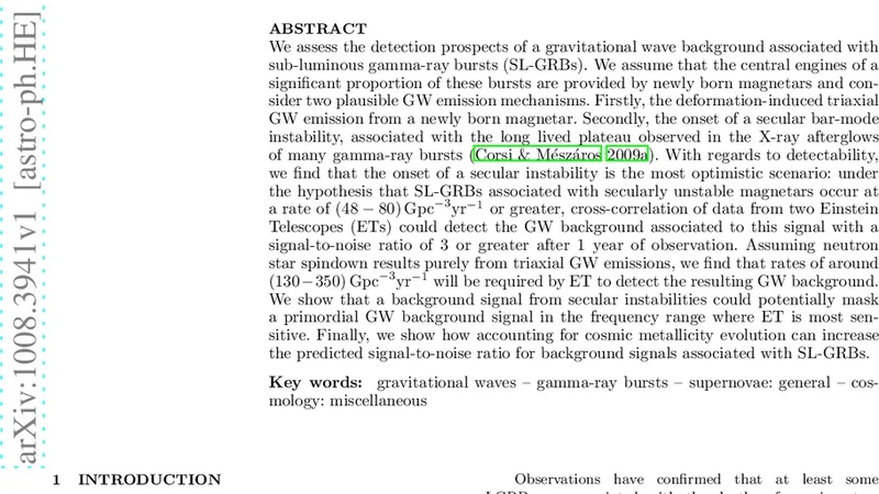아전광선 GRB와 중력파 배경: 차세대 탐지기의 탐지 가능성