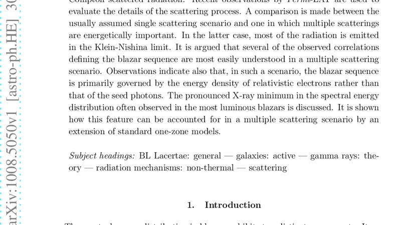 다중 역컴프턴 산란과 블레이저 서열