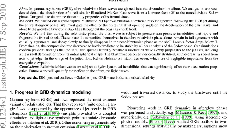 Dynamics and stability of relativistic GRB blast waves