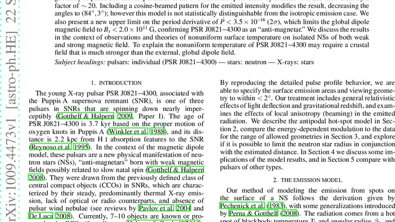 반대극점 열점으로 설명하는 PSR J0821‑4300의 X‑선 방출과 시야 기하학