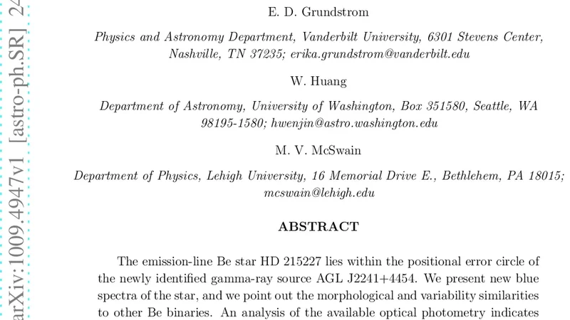 The Be Star HD 215227: A Candidate Gamma-ray Binary