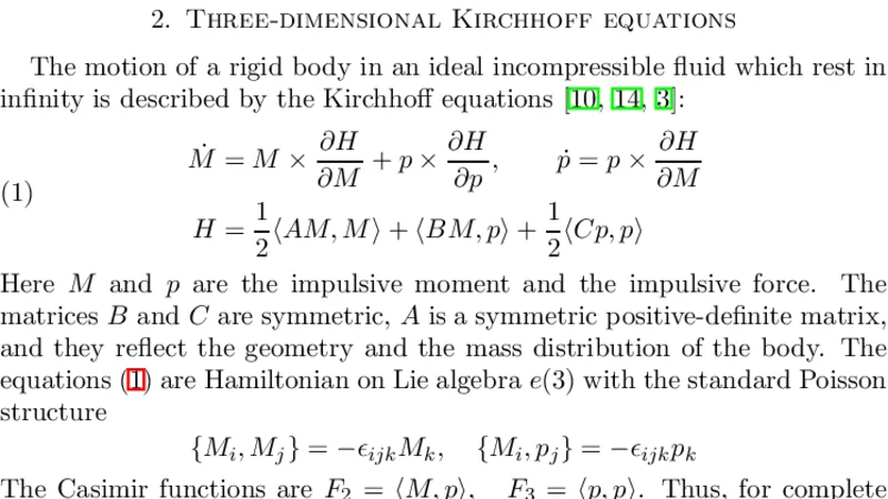 On the Cases of Kirchhoff and Chaplygin of the Kirchhoff Equations
