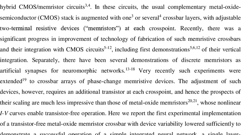Training and Operation of an Integrated Neuromorphic Network Based on   Metal-Oxide Memristors