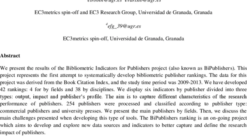 The BiPublishers ranking: Main results and methodological problems when   constructing rankings of academic publishers