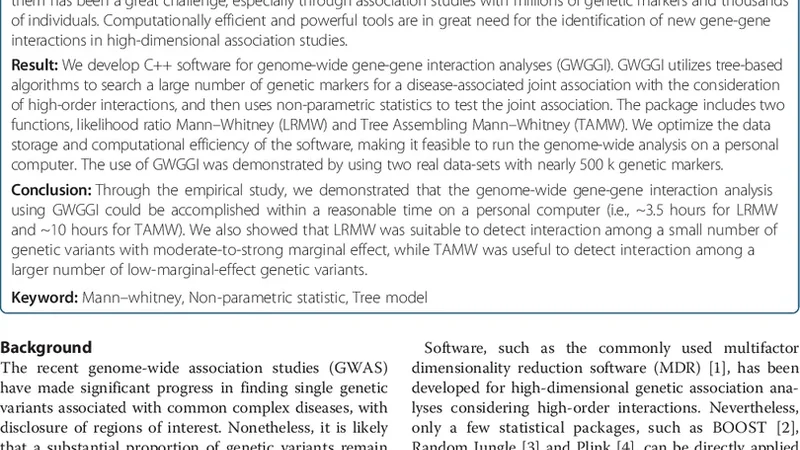 GWGGI: software for genome-wide gene-gene interaction analysis