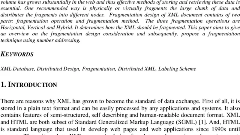 Prefix-based Labeling Annotation for Effective XML Fragmentation