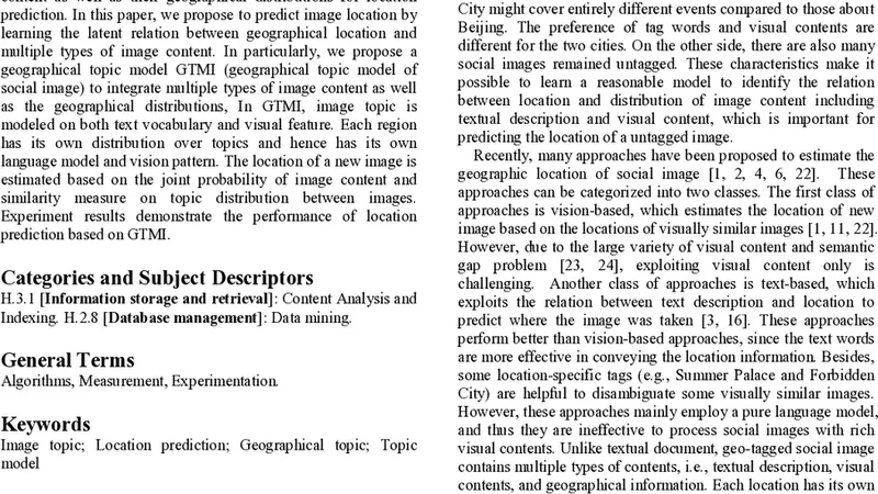 Location Prediction of Social Images via Generative Model